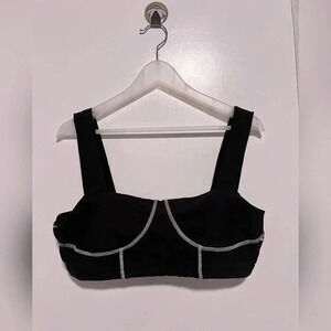 WeWoreWhat Corset Top in Brushed Poly Black New With Tag